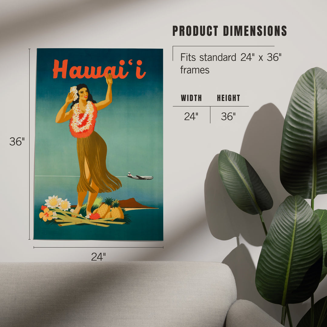 Hawaii, Vintage Hula, Art & Giclee Prints Art Lantern Press 