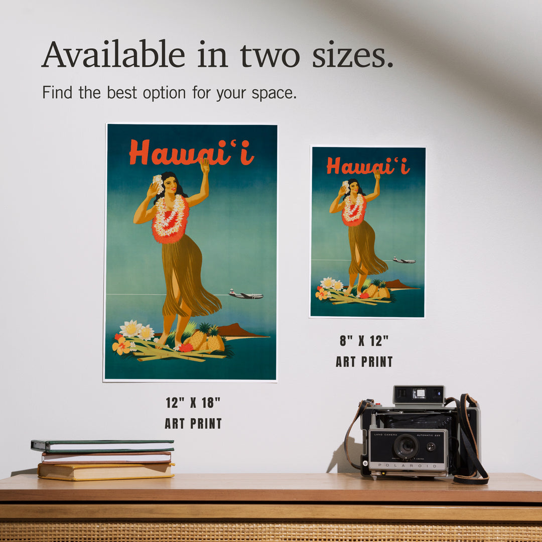 Hawaii, Vintage Hula, Art & Giclee Prints Art Lantern Press 