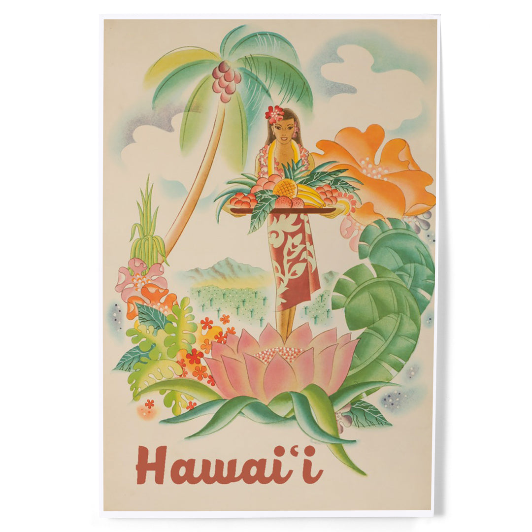 Hawaii, Vintage Welcome, Art & Giclee Prints Art Lantern Press 