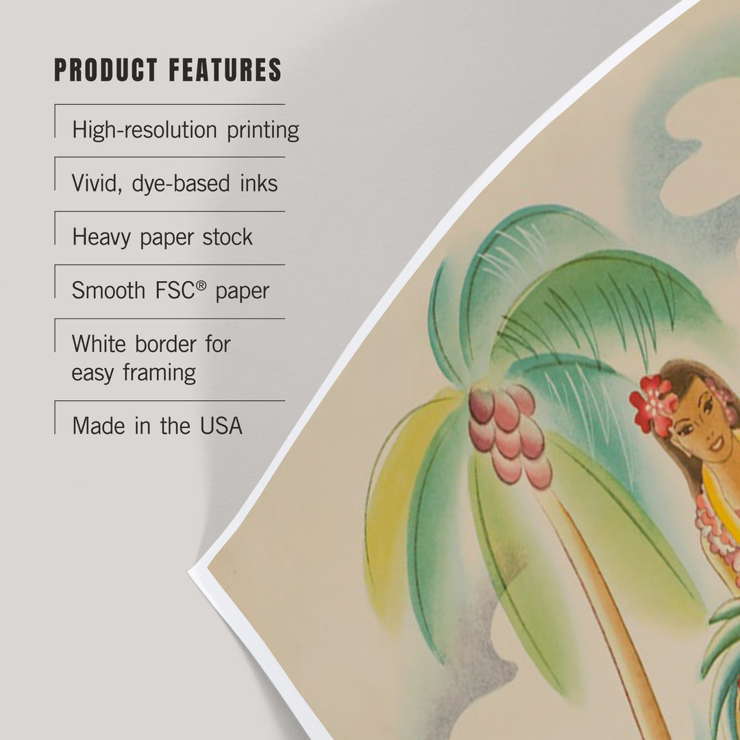 Hawaii, Vintage Welcome, Art & Giclee Prints Art Lantern Press 