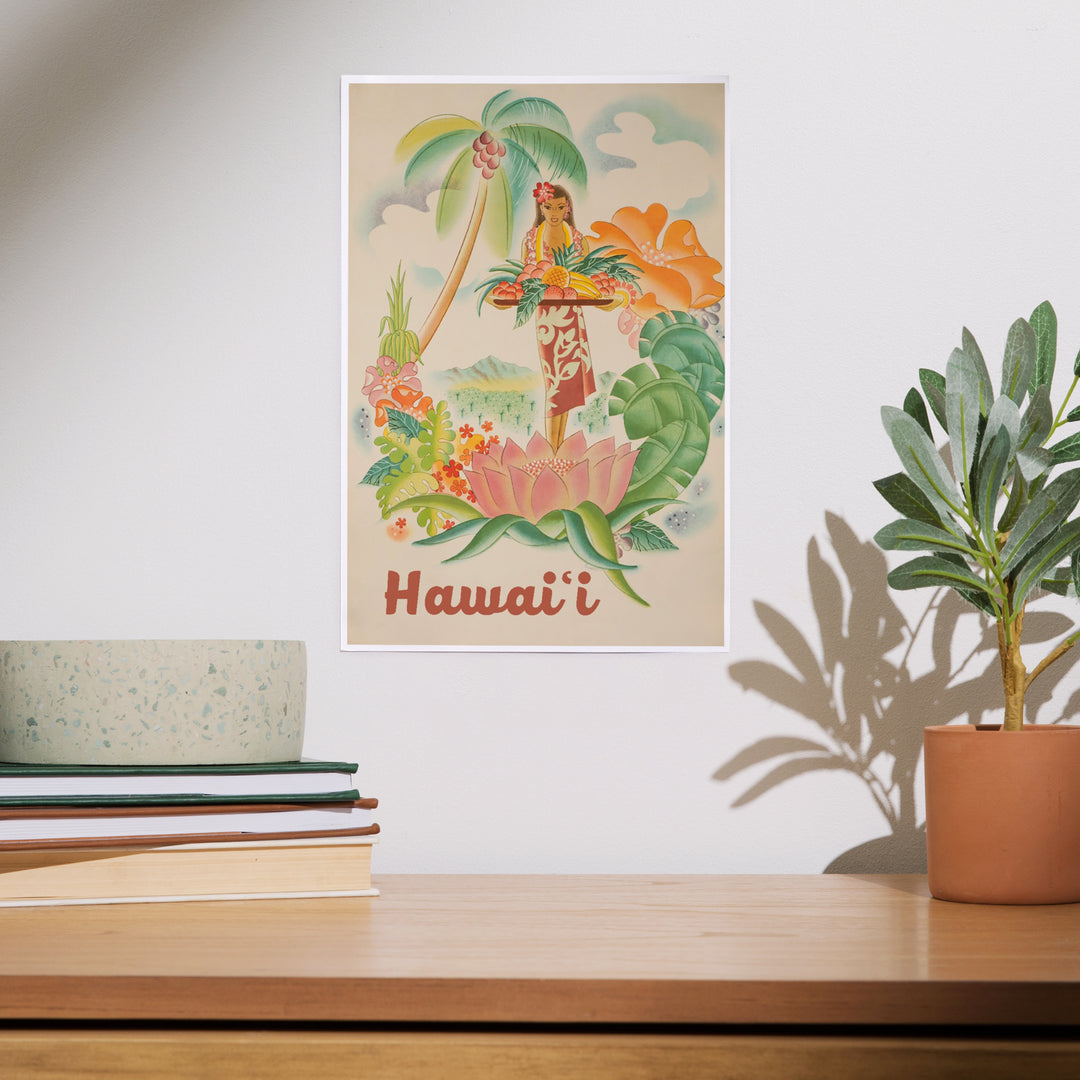 Hawaii, Vintage Welcome, Art & Giclee Prints Art Lantern Press 