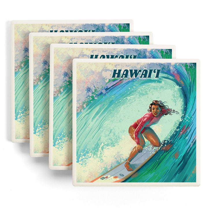 Hawaii, Vitamin Sea, Coastal Series, Surfer Girl, Coasters Coasters Lantern Press 