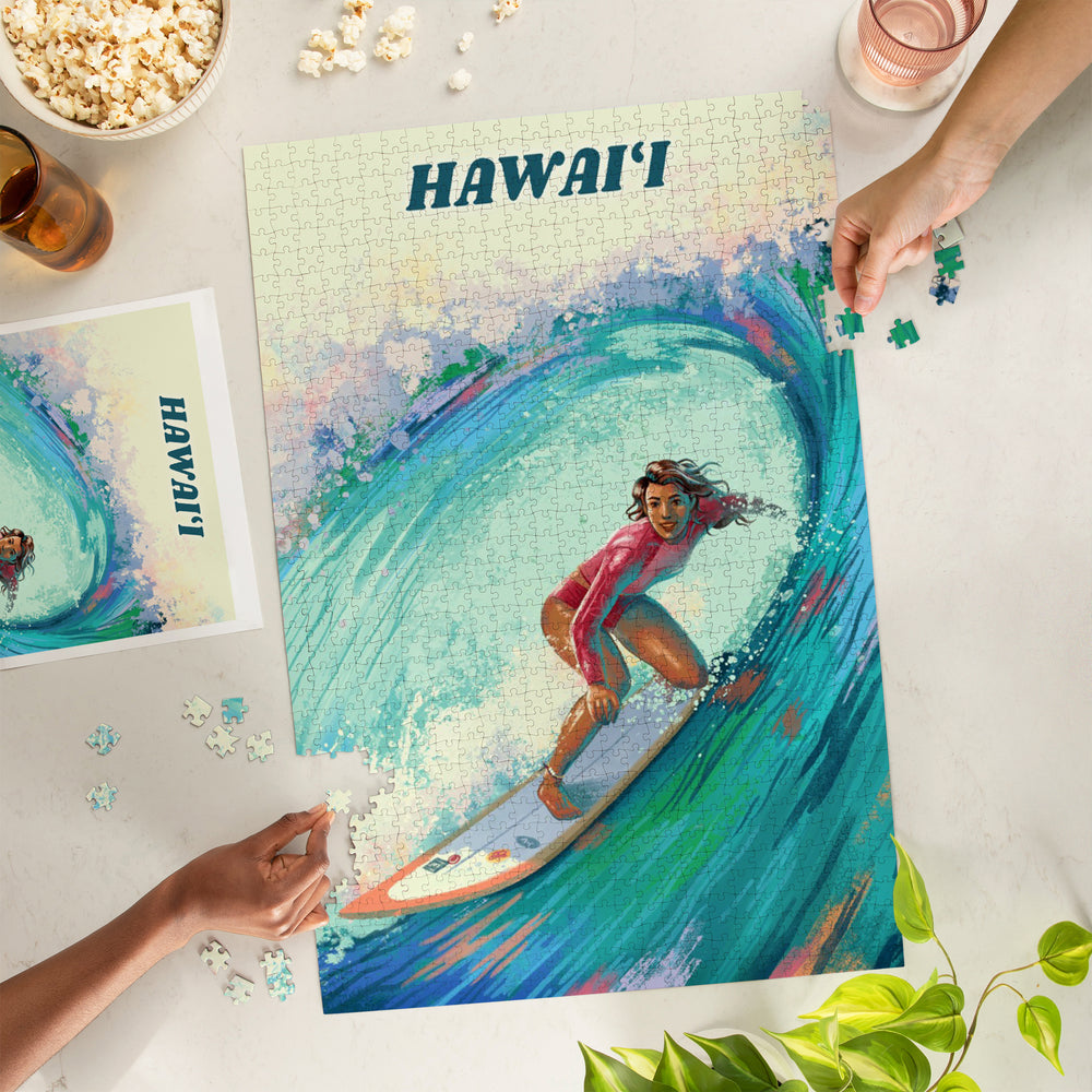 Hawaii, Vitamin Sea, Coastal Series, Surfer Girl, Jigsaw Puzzle Puzzle Lantern Press 