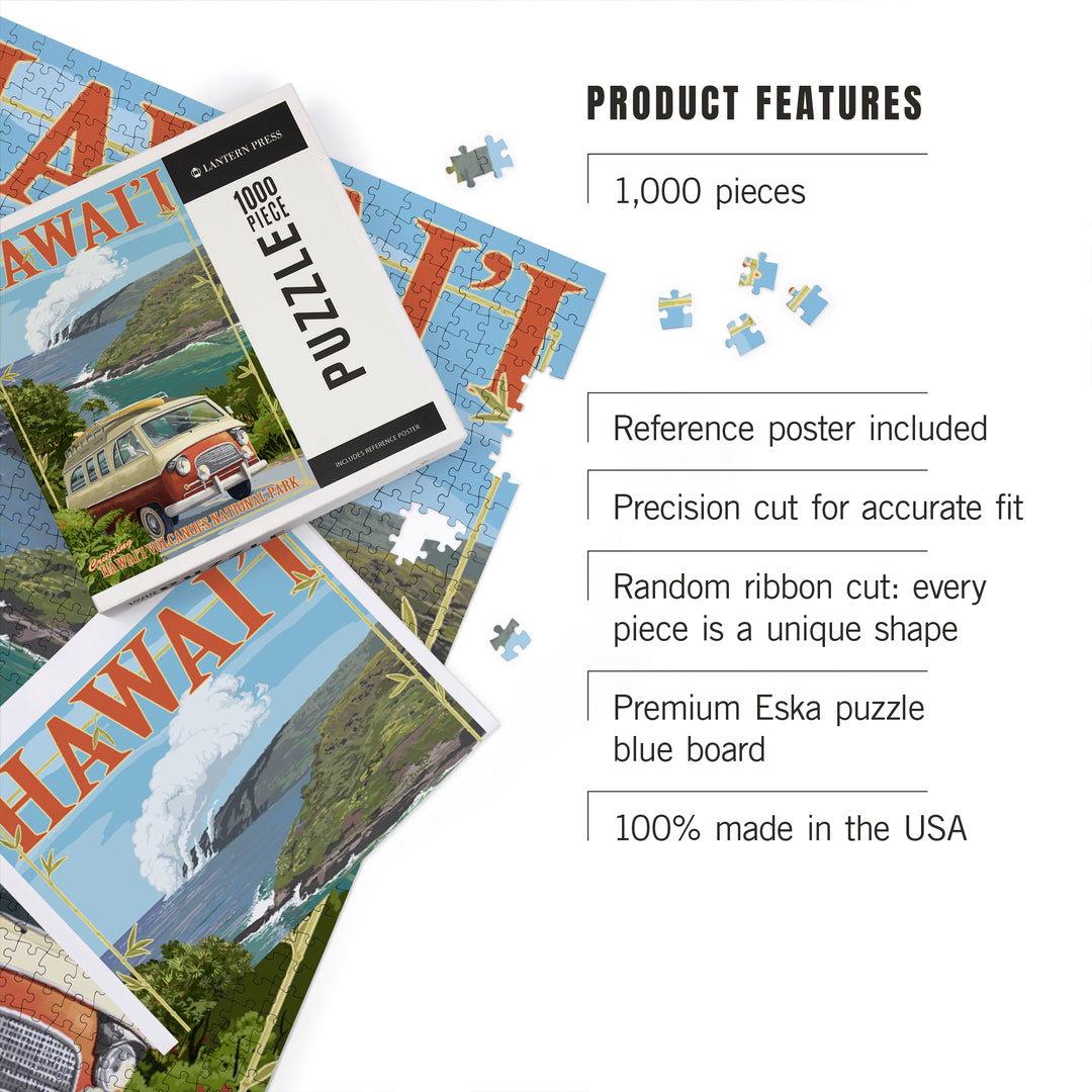 Hawaii Volcanoes National Park, Camper Van, Jigsaw Puzzle Puzzle Lantern Press 