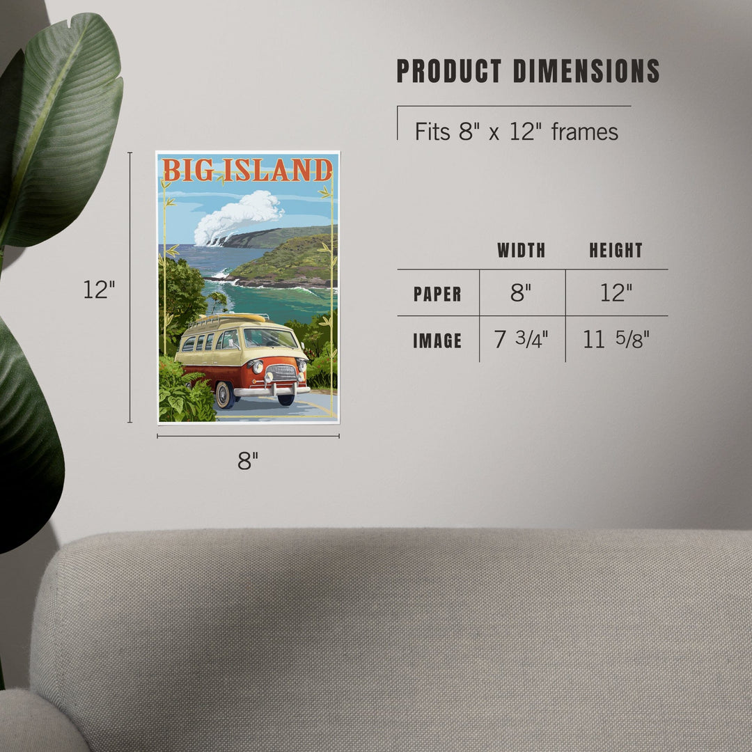 Hawaii Volcanoes National Park, Hawaii, Camper Van, Art & Giclee Prints Art Lantern Press 