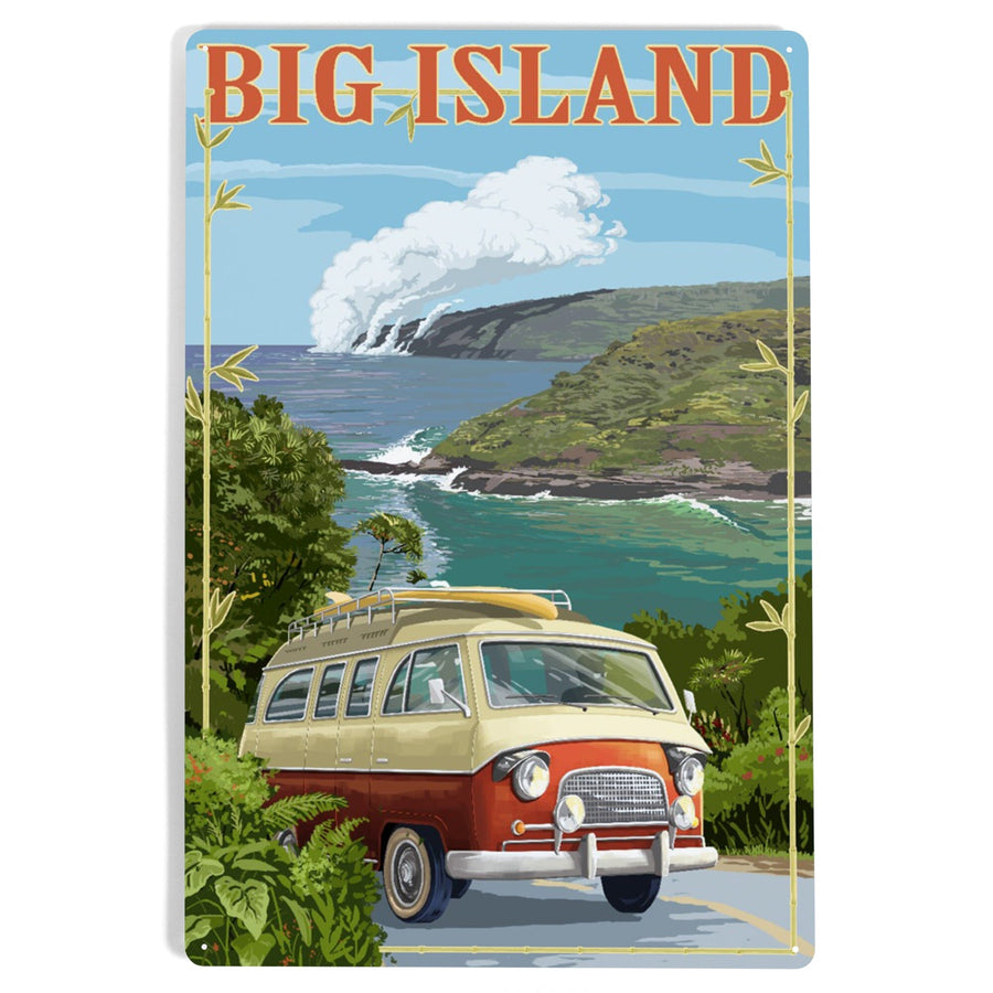 Hawaii Volcanoes National Park, Hawaii, Camper Van, Metal Signs Metal Lantern Press 