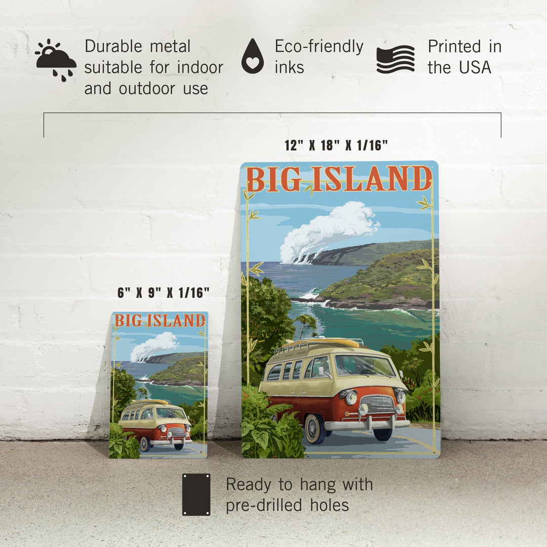 Hawaii Volcanoes National Park, Hawaii, Camper Van, Metal Signs Metal Lantern Press 
