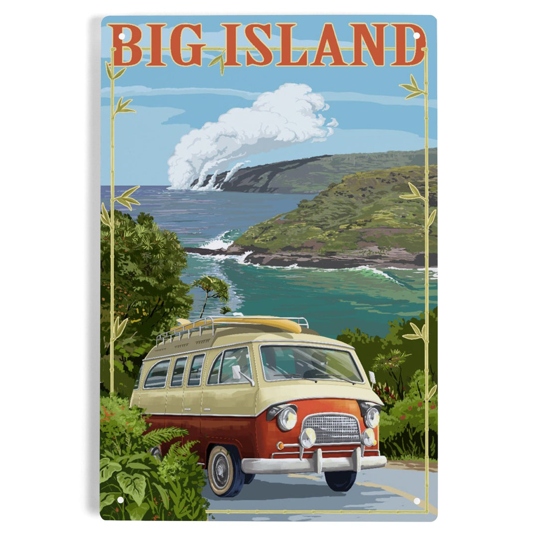 Hawaii Volcanoes National Park, Hawaii, Camper Van, Metal Signs Metal Lantern Press 