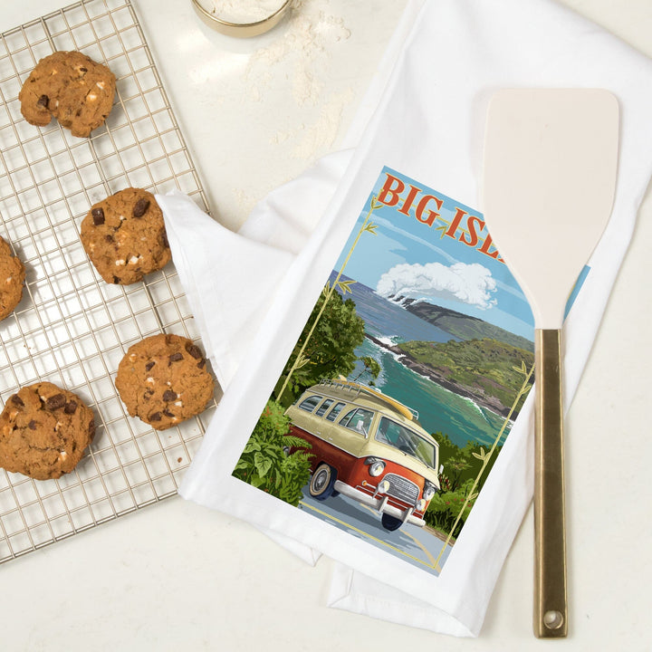 Hawaii Volcanoes National Park, Hawaii, Camper Van, Organic Cotton Kitchen Tea Towels Kitchen Lantern Press 
