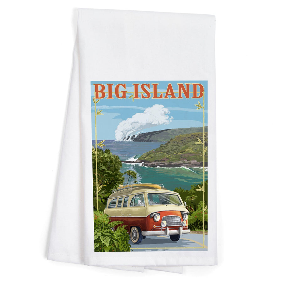 Hawaii Volcanoes National Park, Hawaii, Camper Van, Organic Cotton Kitchen Tea Towels Kitchen Lantern Press 