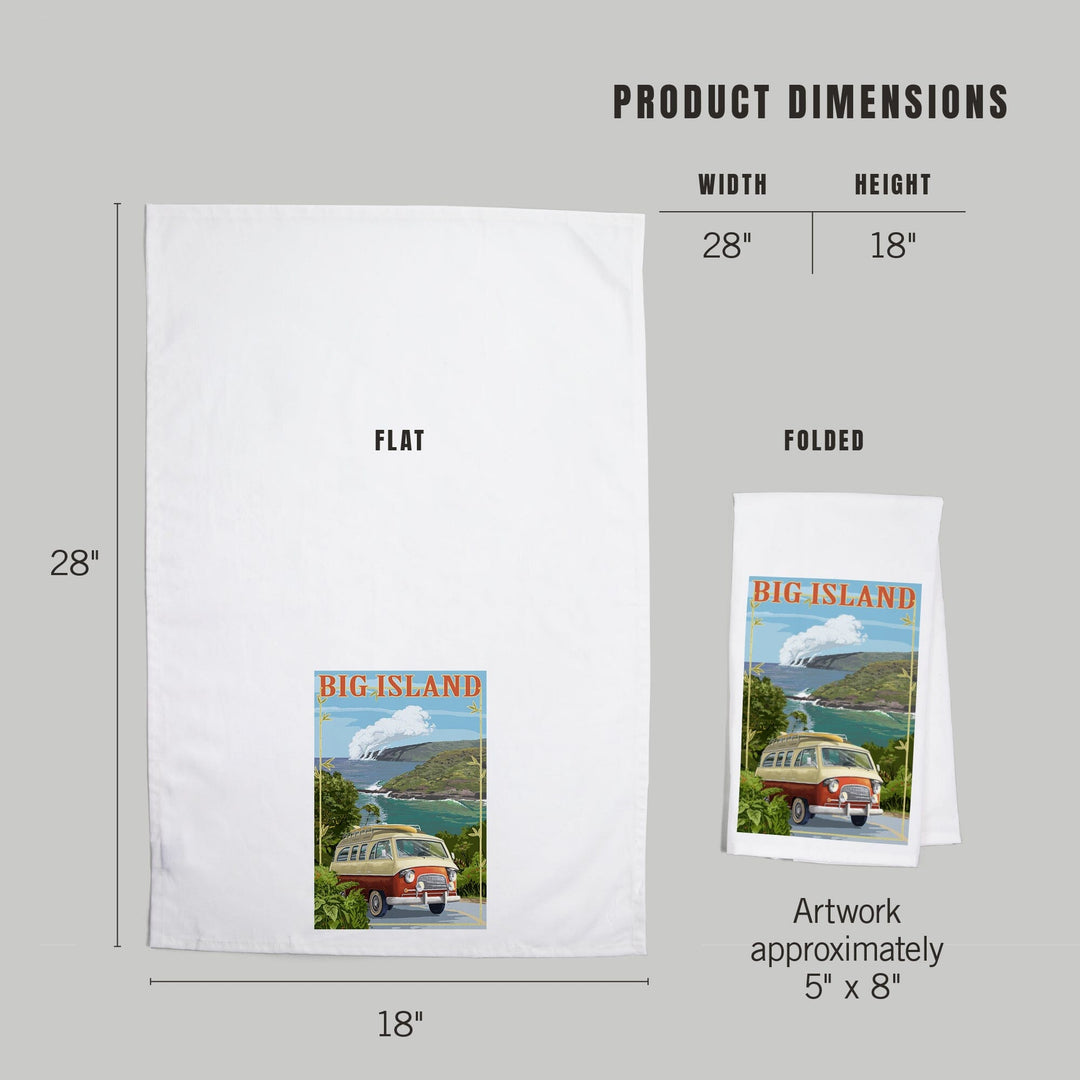 Hawaii Volcanoes National Park, Hawaii, Camper Van, Organic Cotton Kitchen Tea Towels Kitchen Lantern Press 