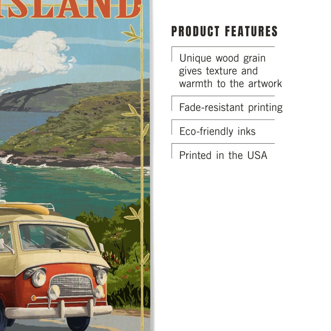 Hawaii Volcanoes National Park, Hawaii, Camper Van, Wood Signs and Postcards Wood Lantern Press 