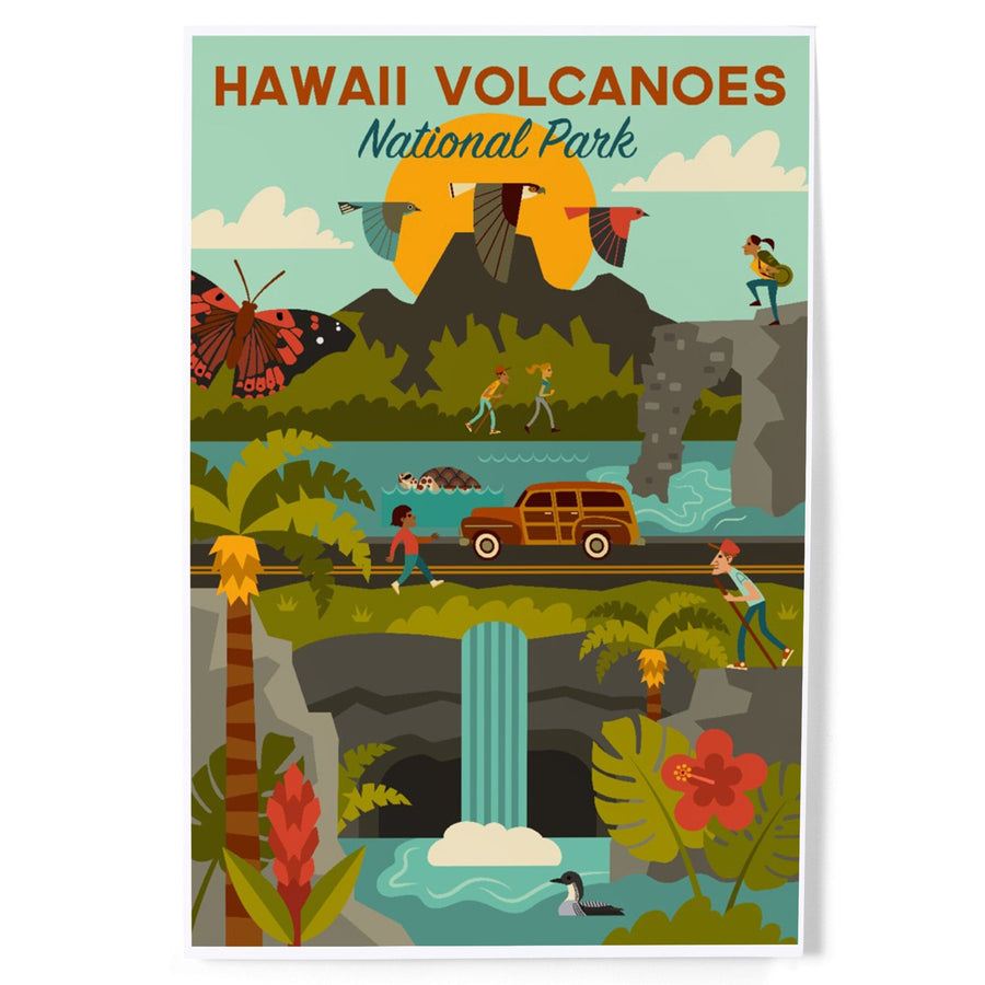 Hawaii Volcanoes National Park, Hawaii, Geometric National Park Series, Art & Giclee Prints Art Lantern Press 