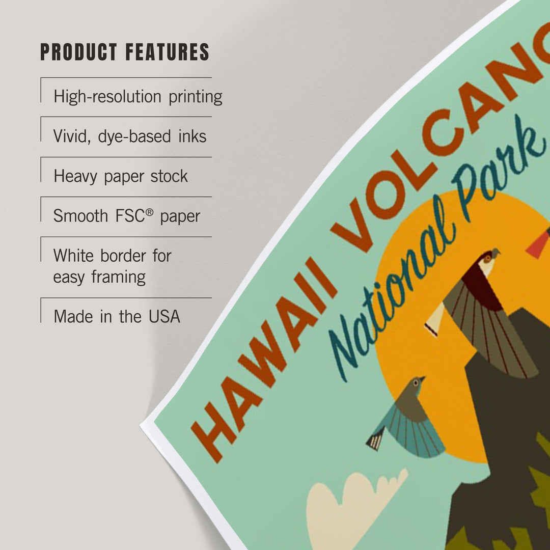 Hawaii Volcanoes National Park, Hawaii, Geometric National Park Series, Art & Giclee Prints Art Lantern Press 