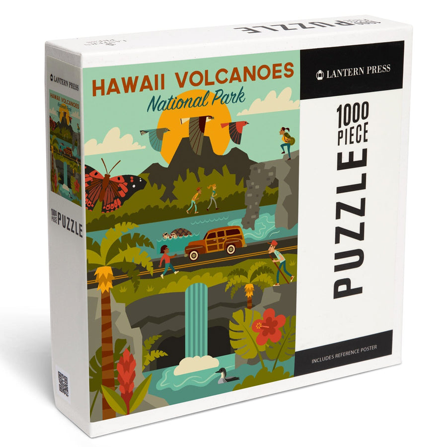 Hawaii Volcanoes National Park, Hawaii, Geometric National Park Series, Jigsaw Puzzle Puzzle Lantern Press 