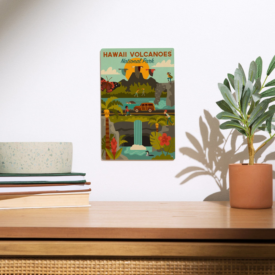 Hawaii Volcanoes National Park, Hawaii, Geometric National Park Series, Lantern Press Artwork, Wood Signs and Postcards Wood Lantern Press 