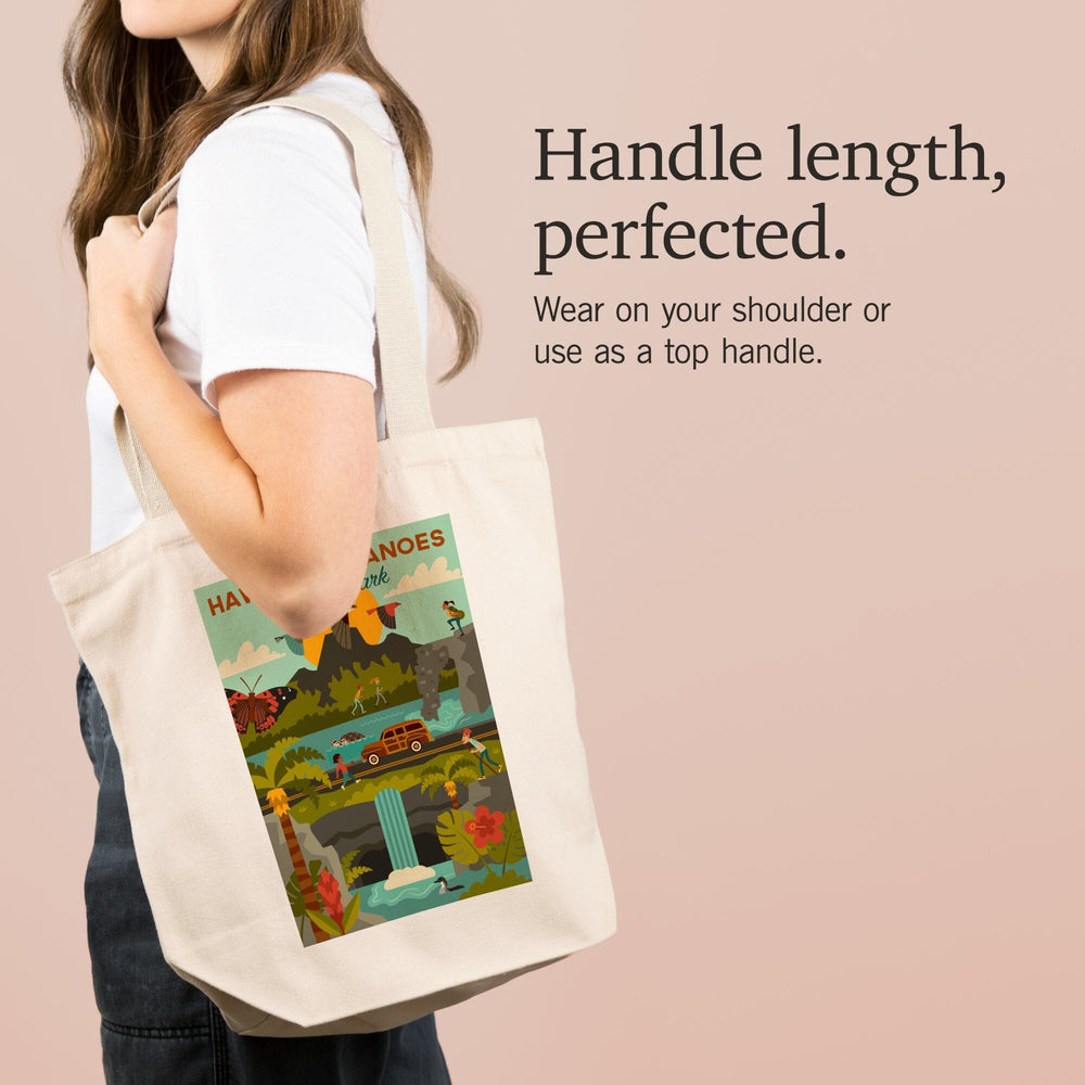 Hawaii Volcanoes National Park, Hawaii, Geometric National Park Series, Tote Bag Totes Lantern Press 