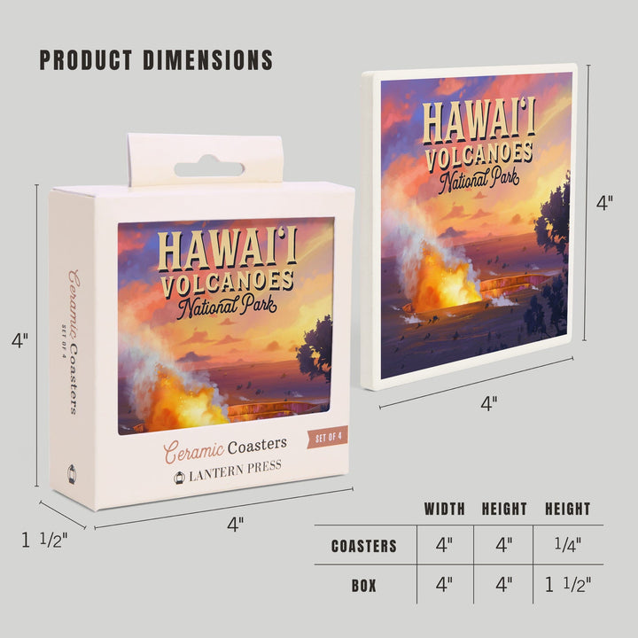 Hawai‘i Volcanoes National Park, Hawaii, Oil Painting, Coasters Coasters Lantern Press 