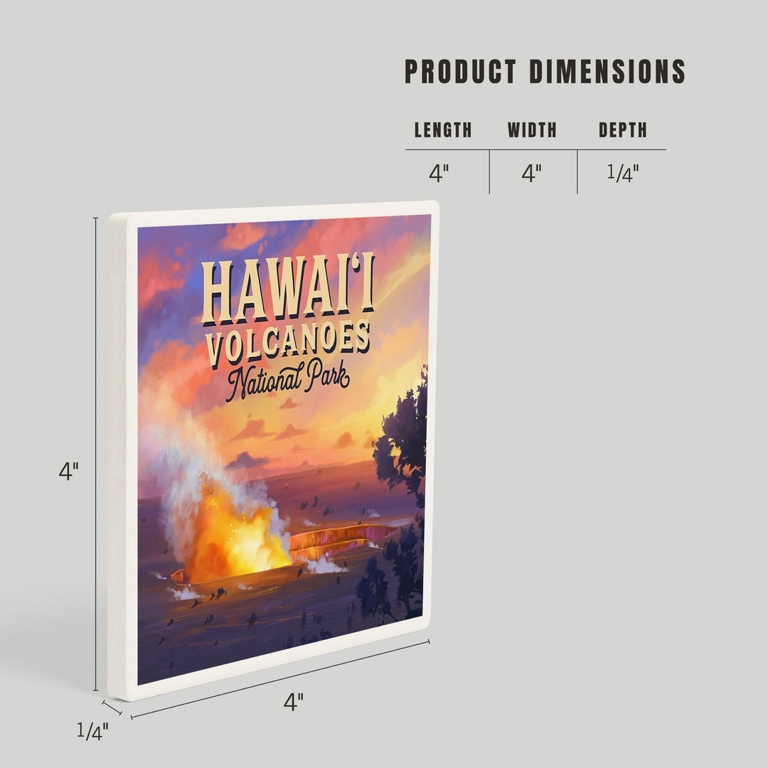 Hawai‘i Volcanoes National Park, Hawaii, Oil Painting, Coasters Coasters Lantern Press 