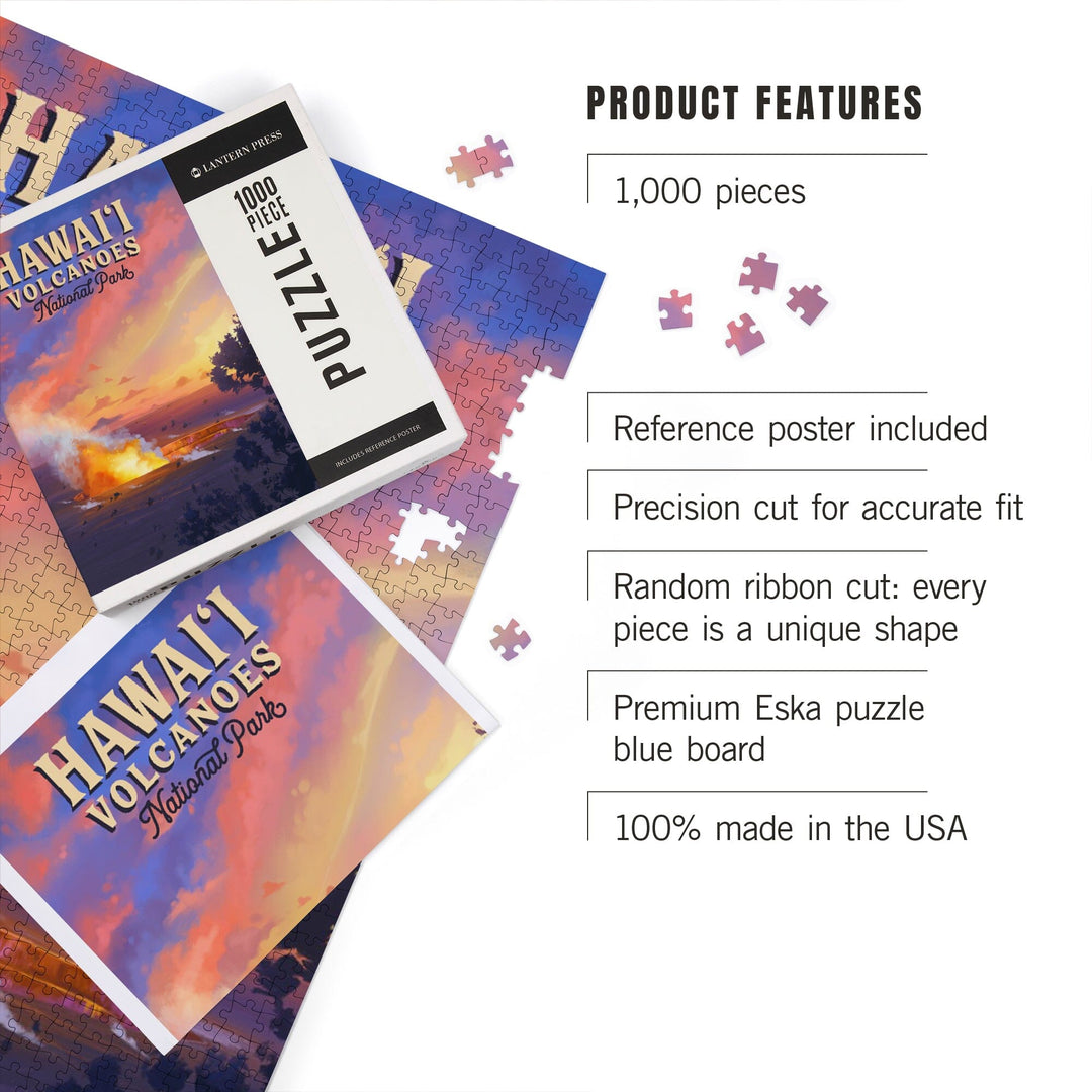 Hawai‘i Volcanoes National Park, Hawaii, Oil Painting, Jigsaw Puzzle Puzzle Lantern Press 