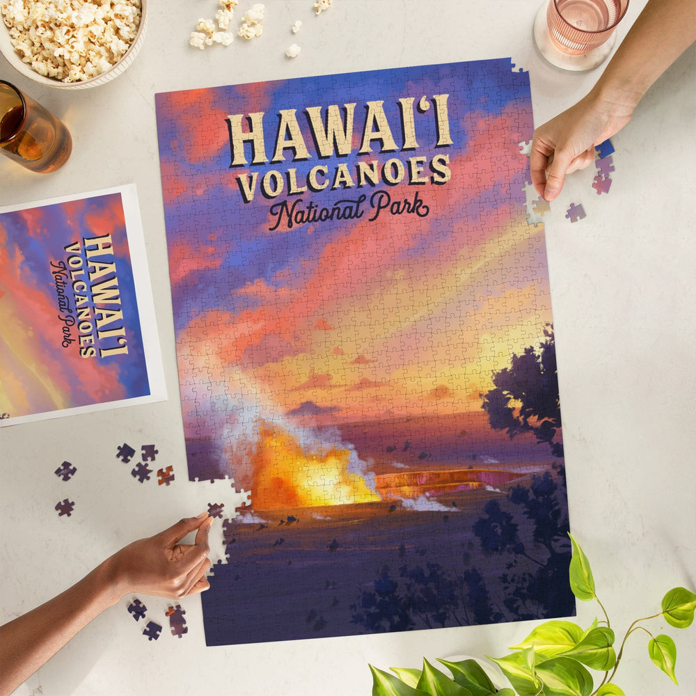 Hawai‘i Volcanoes National Park, Hawaii, Oil Painting, Jigsaw Puzzle Puzzle Lantern Press 