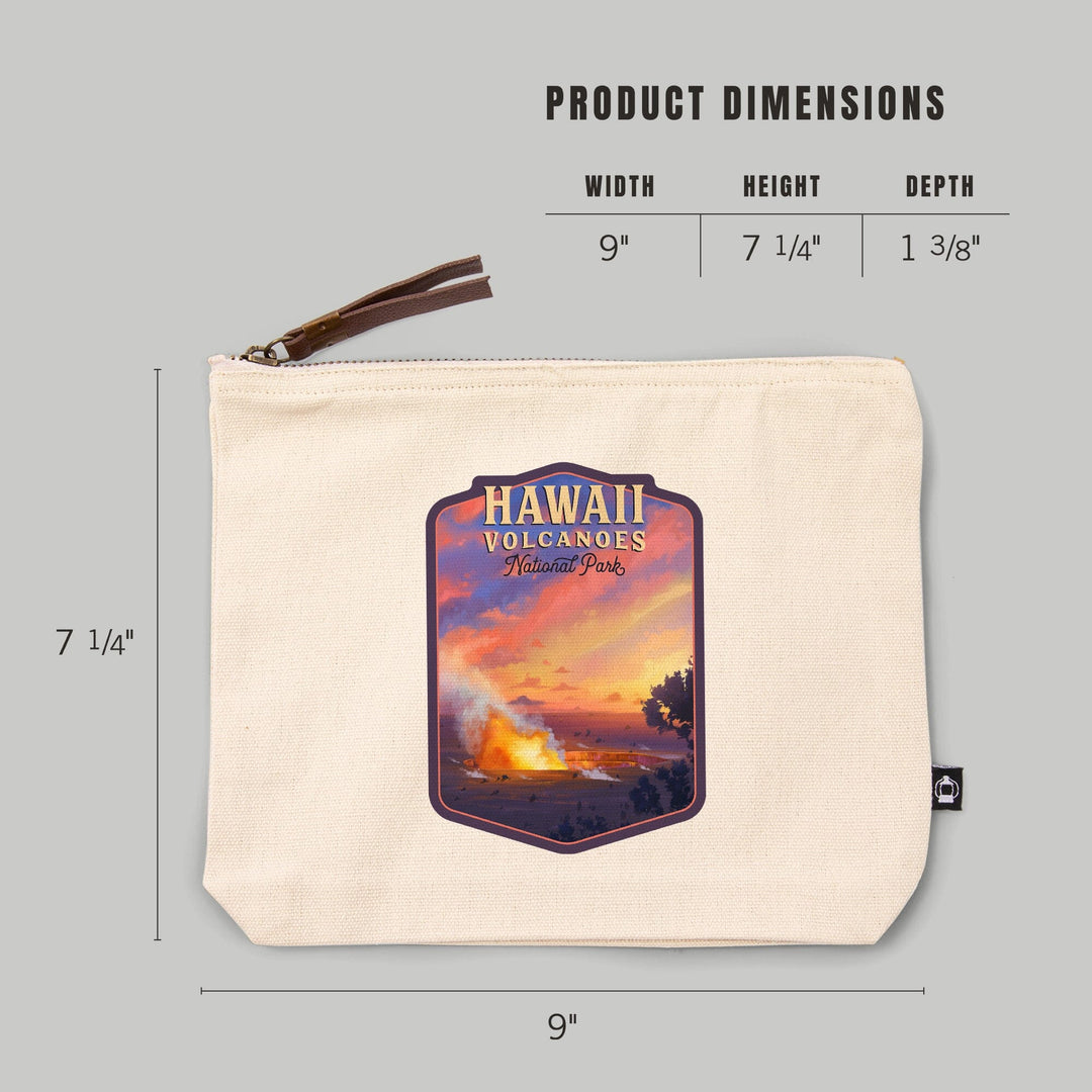 Hawai‘i Volcanoes National Park, Hawaii, Oil Painting,, Organic Cotton Zipper Pouch, Go Bag Go Bag Lantern Press 