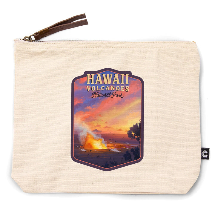 Hawai‘i Volcanoes National Park, Hawaii, Oil Painting,, Organic Cotton Zipper Pouch, Go Bag Go Bag Lantern Press 