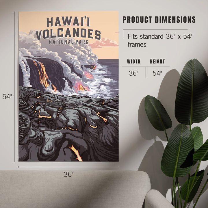 Hawaii Volcanoes National Park, Hawaii, Painterly National Park Series, Art & Giclee Prints Art Lantern Press 