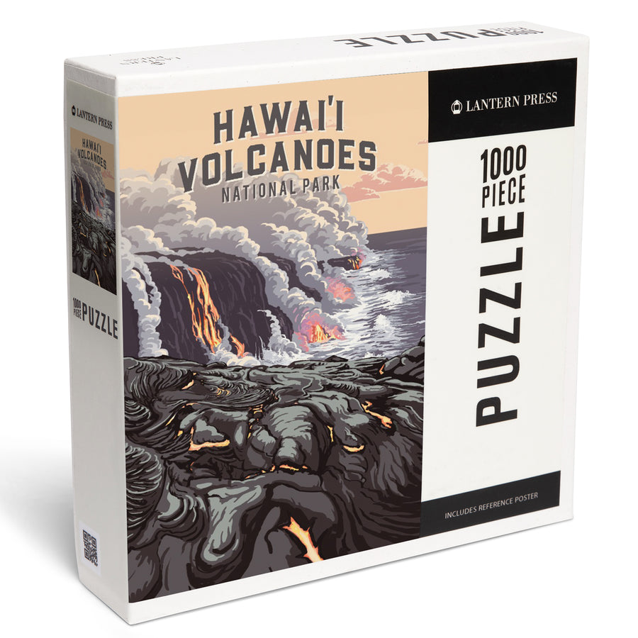 Hawaii Volcanoes National Park, Hawaii, Painterly National Park Series, Jigsaw Puzzle Puzzle Lantern Press 
