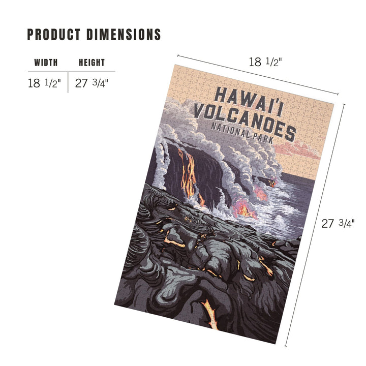 Hawaii Volcanoes National Park, Hawaii, Painterly National Park Series, Jigsaw Puzzle - Lantern Press