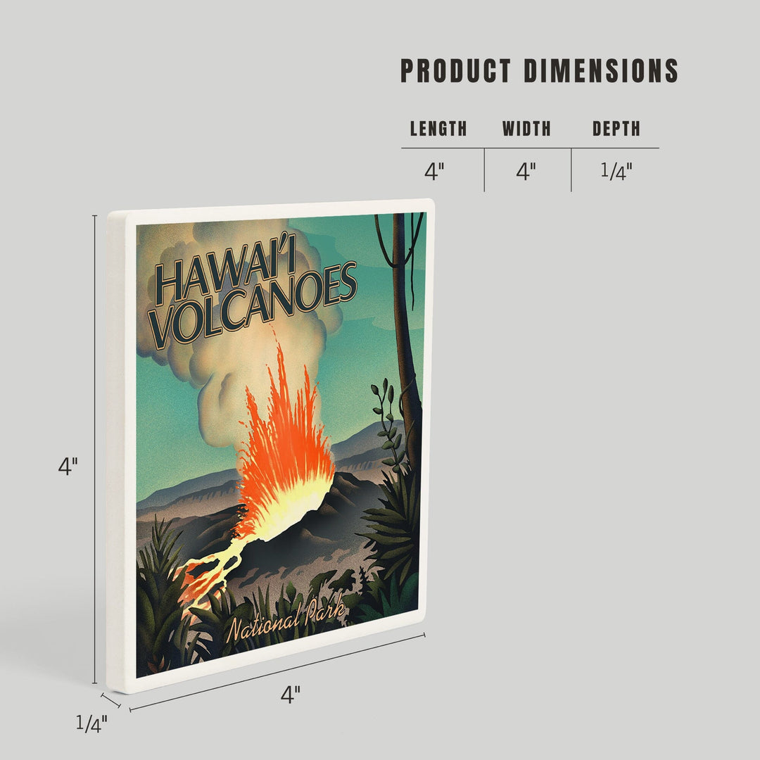 Hawaii Volcanoes National Park, Lithograph National Park Series, Coasters Coasters Lantern Press 