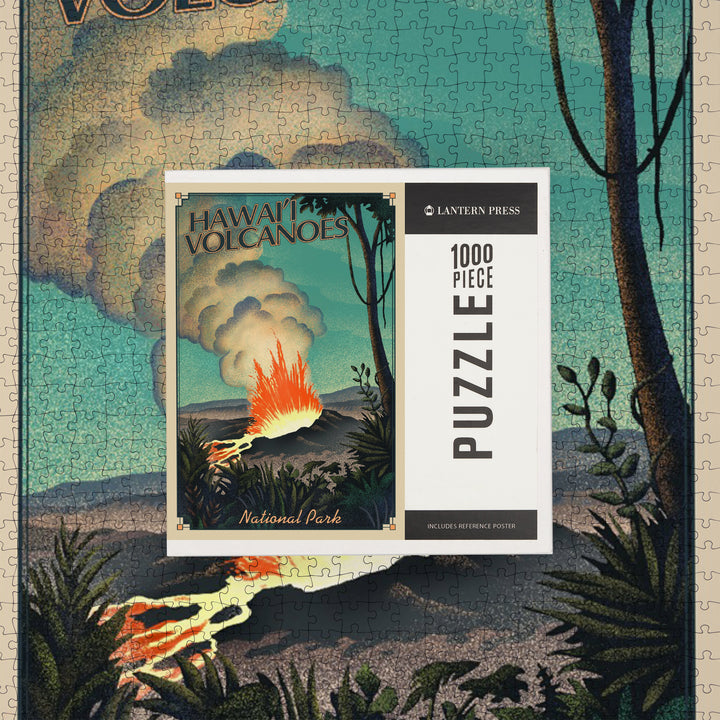 Hawaii Volcanoes National Park, Lithograph National Park Series, Jigsaw Puzzle Puzzle Lantern Press 