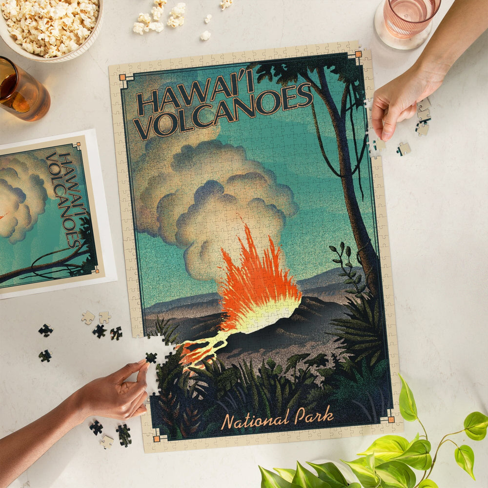 Hawaii Volcanoes National Park, Lithograph National Park Series, Jigsaw Puzzle Puzzle Lantern Press 