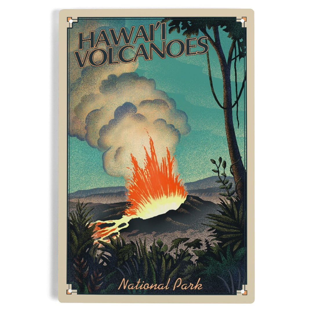 Hawaii Volcanoes National Park, Lithograph National Park Series, Metal Signs Metal Lantern Press 