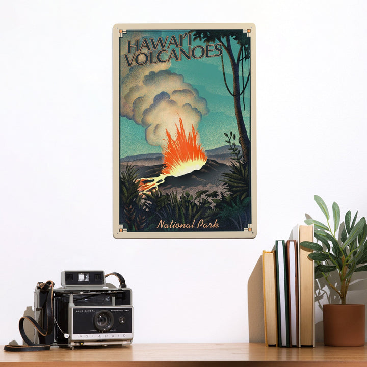 Hawaii Volcanoes National Park, Lithograph National Park Series, Metal Signs Metal Lantern Press 