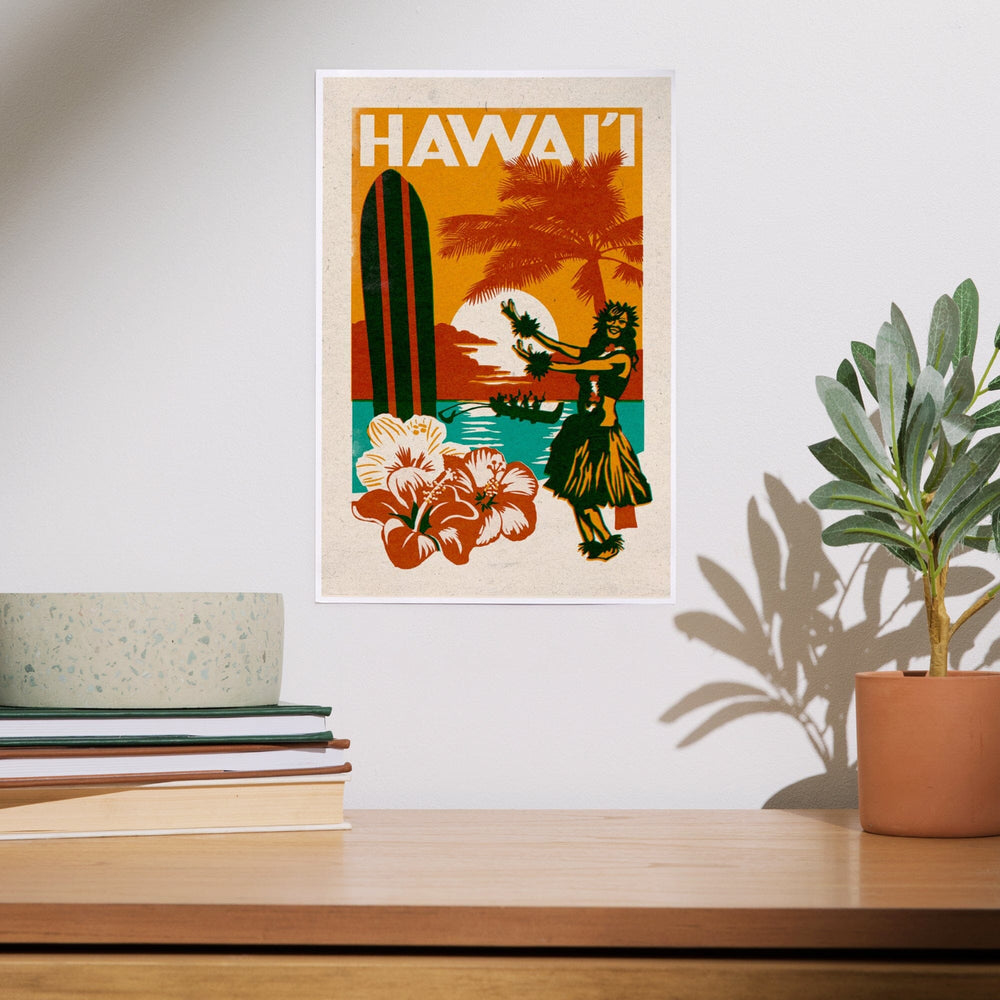 Hawai'i, Woodblock, Art & Giclee Prints Art Lantern Press 