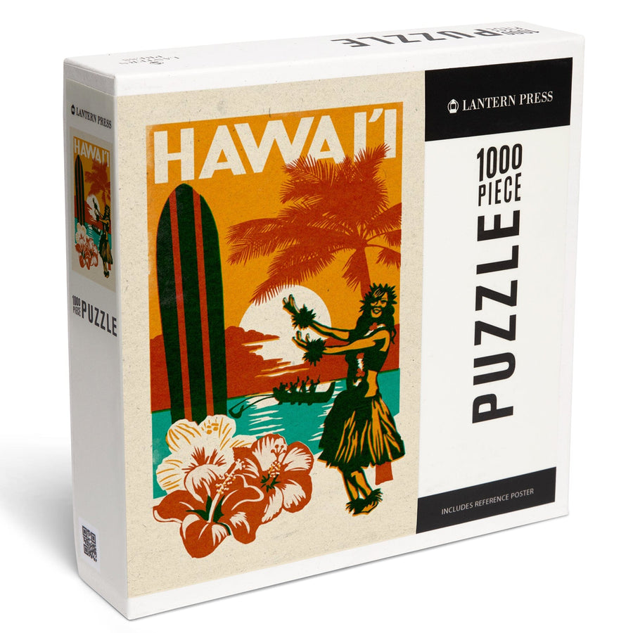 Hawai'i, Woodblock, Jigsaw Puzzle Puzzle Lantern Press 