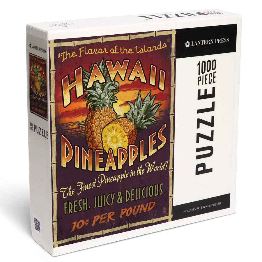 Hawaiian Pineapple Vintage Sign, Jigsaw Puzzle Puzzle Lantern Press 