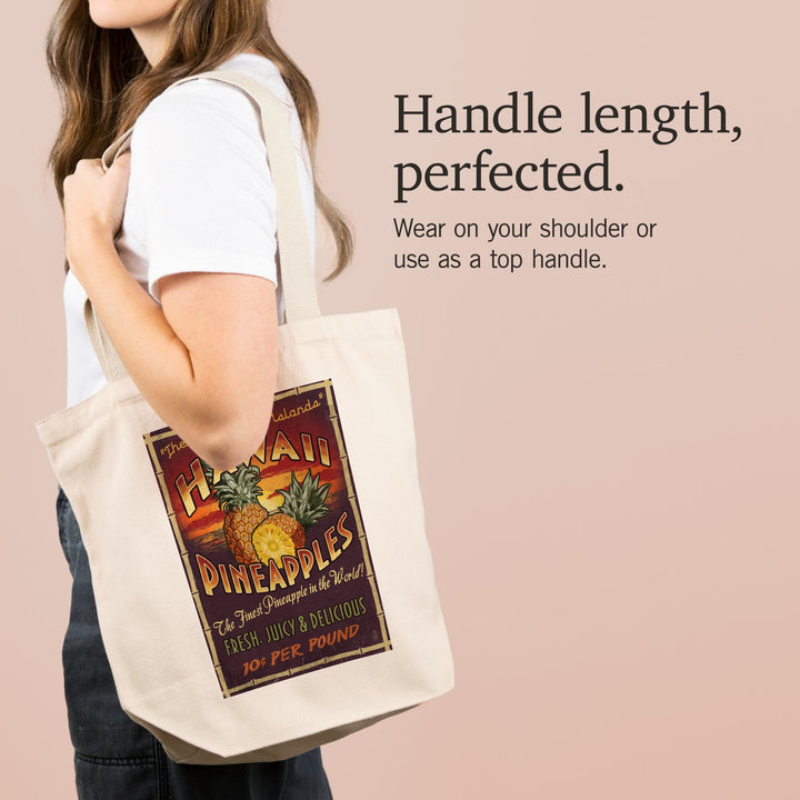 Hawaiian Pineapple Vintage Sign, Tote Bag Totes Lantern Press 