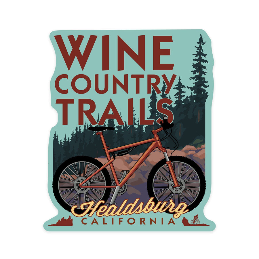 Healdsburg, California, Wine Country Trails, Contour, Lantern Press Artwork, Vinyl Sticker Sticker Lantern Press 