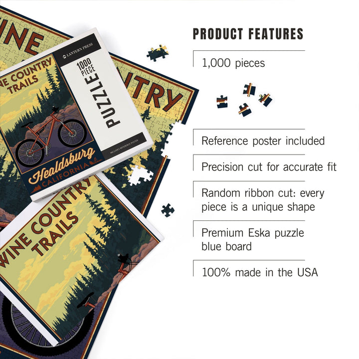 Healdsburg, California, Wine Country Trails, Jigsaw Puzzle Puzzle Lantern Press 