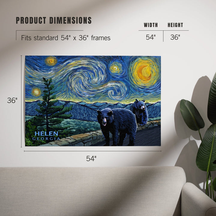 Helen, Georgia, Starry Night, Black Bears, Art & Giclee Prints Art Lantern Press 