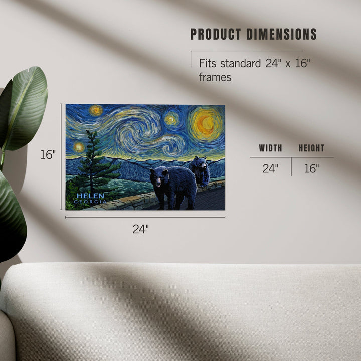 Helen, Georgia, Starry Night, Black Bears, Art & Giclee Prints Art Lantern Press 