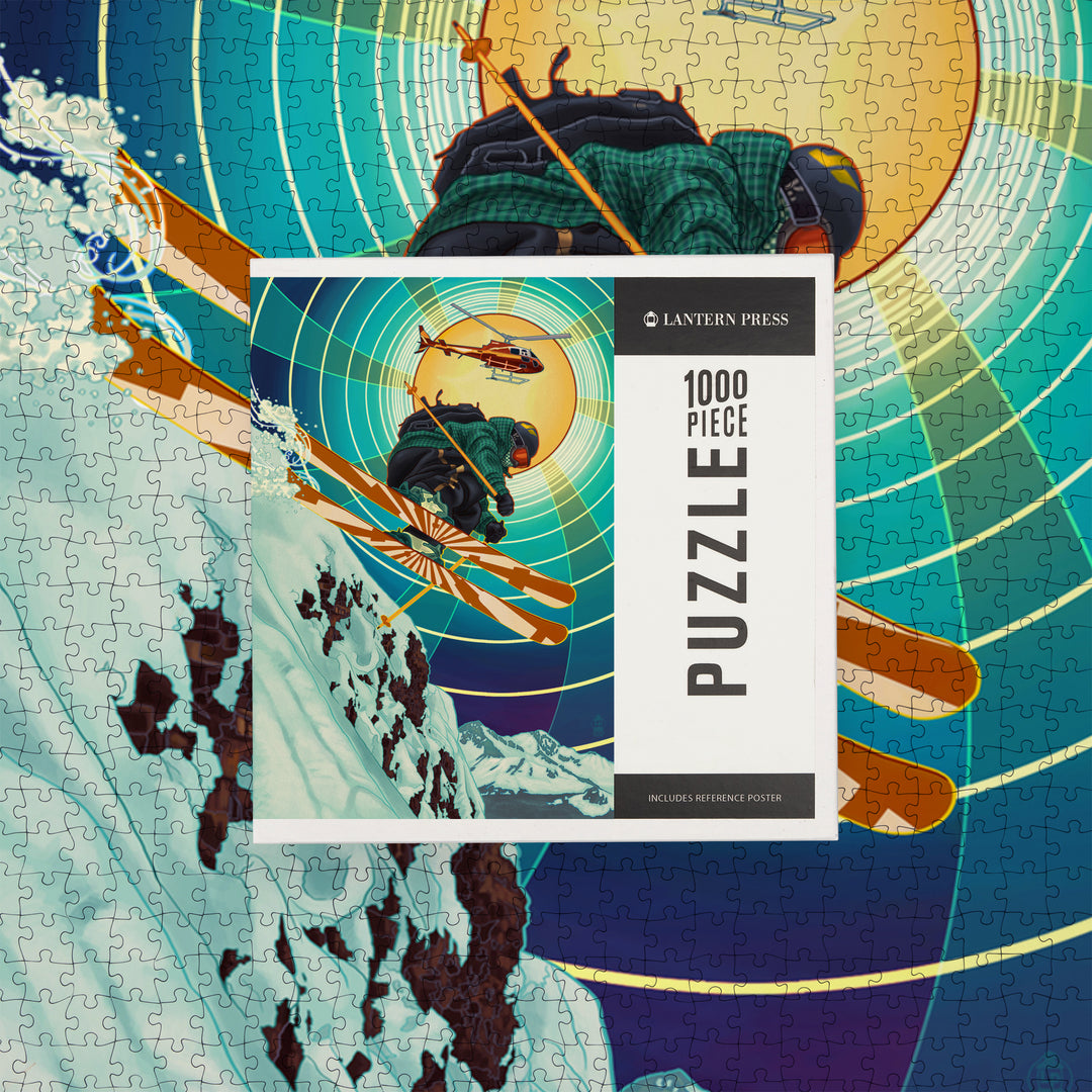 Heli-skiing, Jigsaw Puzzle Puzzle Lantern Press 