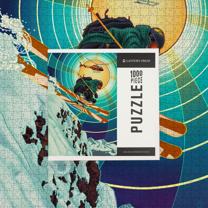Heli-skiing, Jigsaw Puzzle Puzzle Lantern Press 