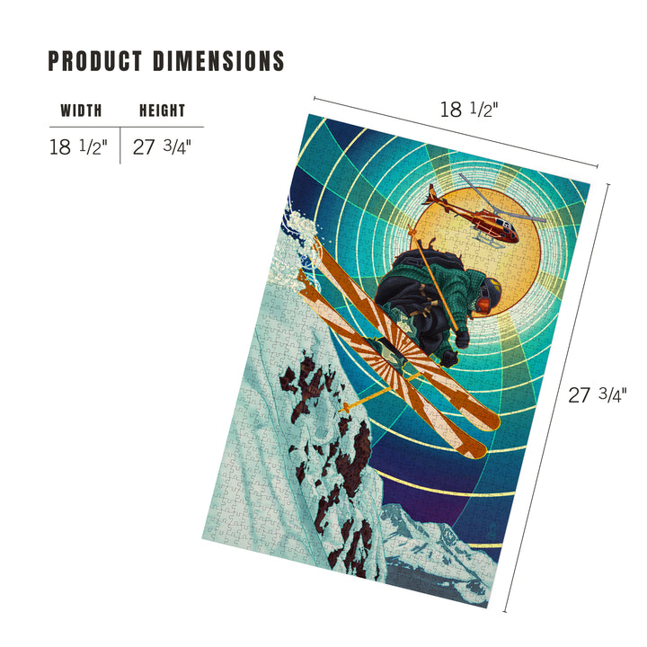 Heli-skiing, Jigsaw Puzzle Puzzle Lantern Press 