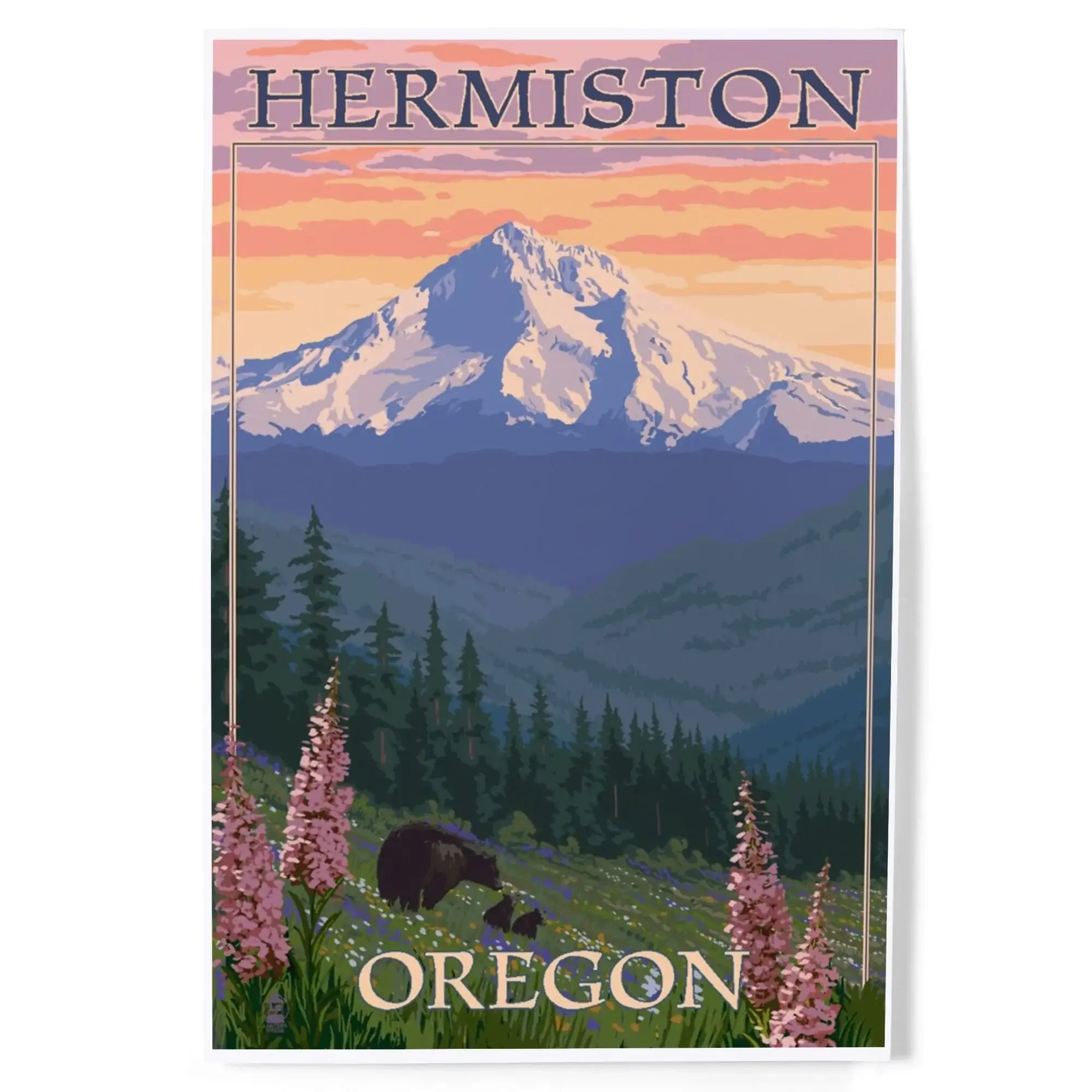 Hermiston, Oregon, Bear Family and Spring Flowers art prints