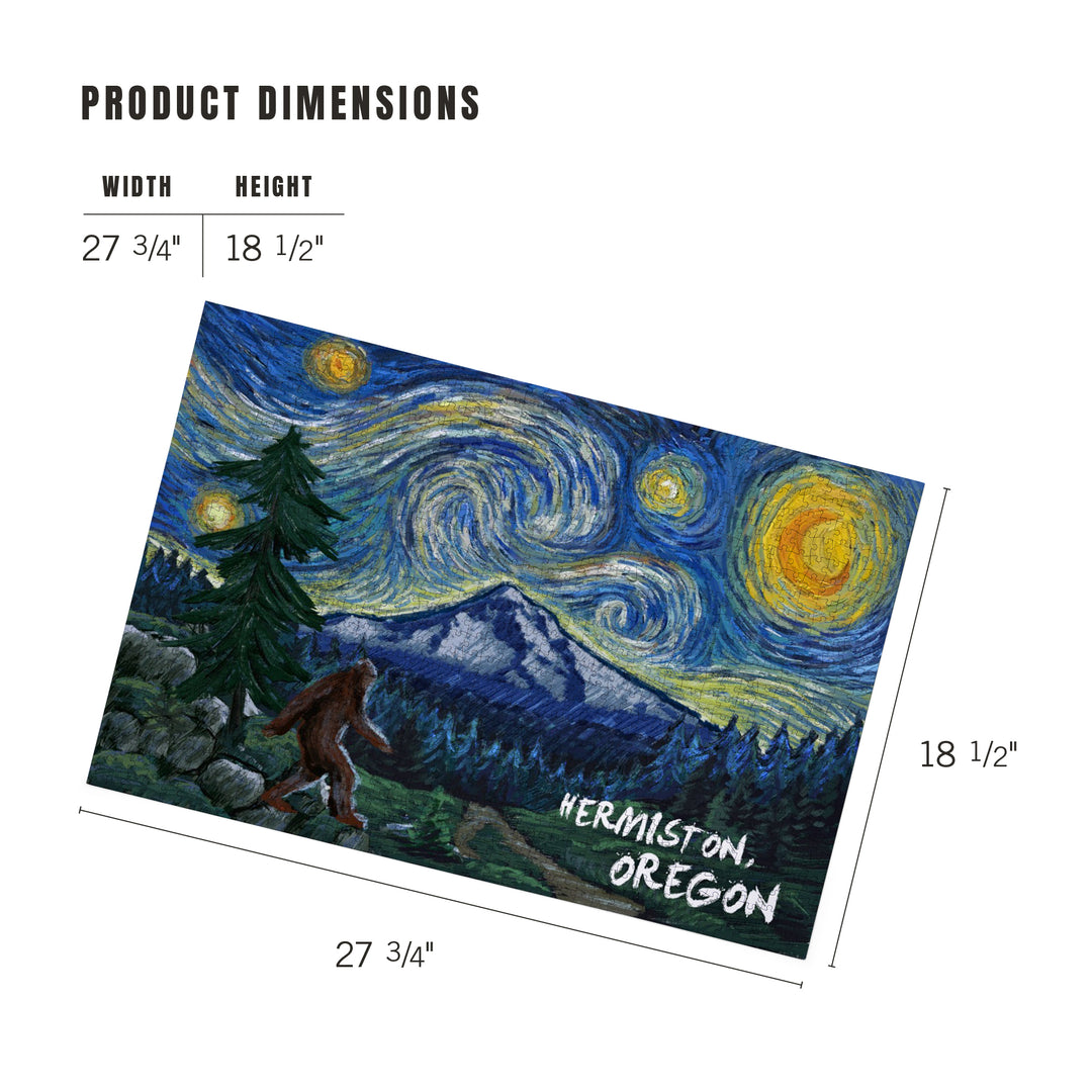 Hermiston, Oregon, Bigfoot, Starry Night, Jigsaw Puzzle Puzzle Lantern Press 