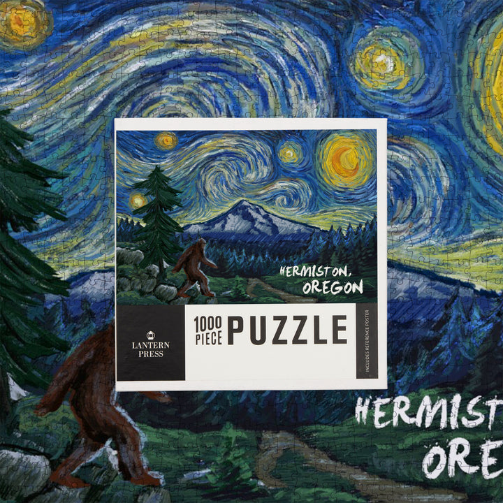 Hermiston, Oregon, Bigfoot, Starry Night, Jigsaw Puzzle Puzzle Lantern Press 