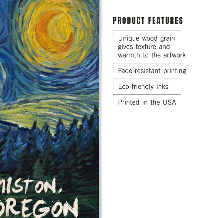 Hermiston, Oregon, Bigfoot, Starry Night, Lantern Press Artwork, Wood Signs and Postcards - Lantern Press